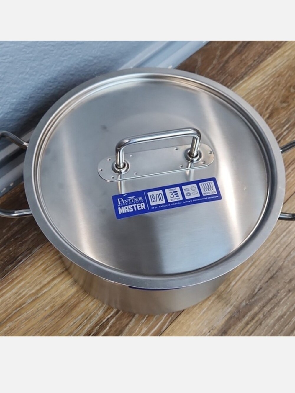 NWT Pintinox 24cm Master Deep Casserole Stainless Steel Stock Pot Lid & Handles - Picture 4 of 16